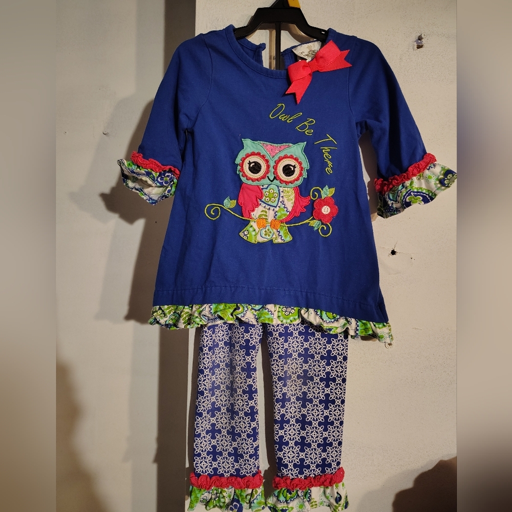 Rare Editions Owl Be There Outfit Girls Size 4T